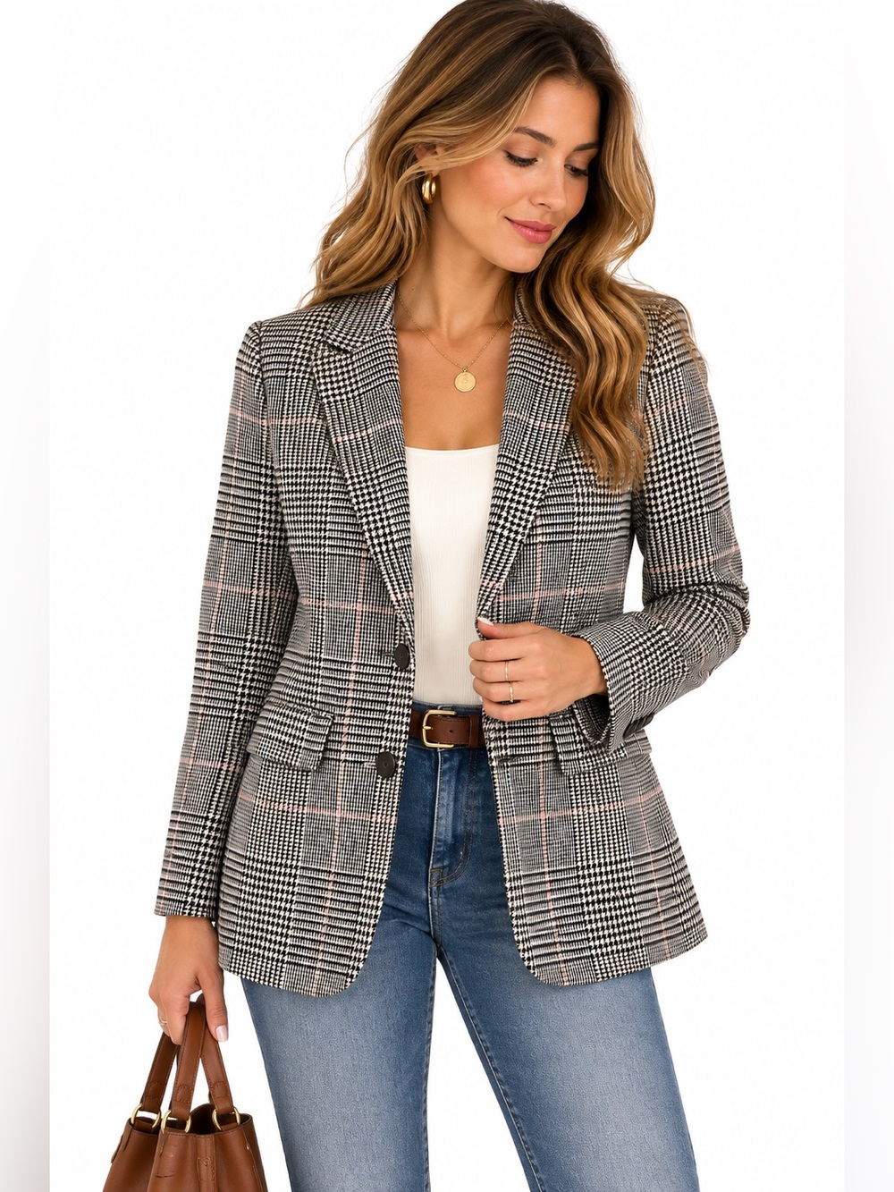 J. Crew Boyfriend Blazer in Plaid black pink & white
Women’s Size 2 petite EUC